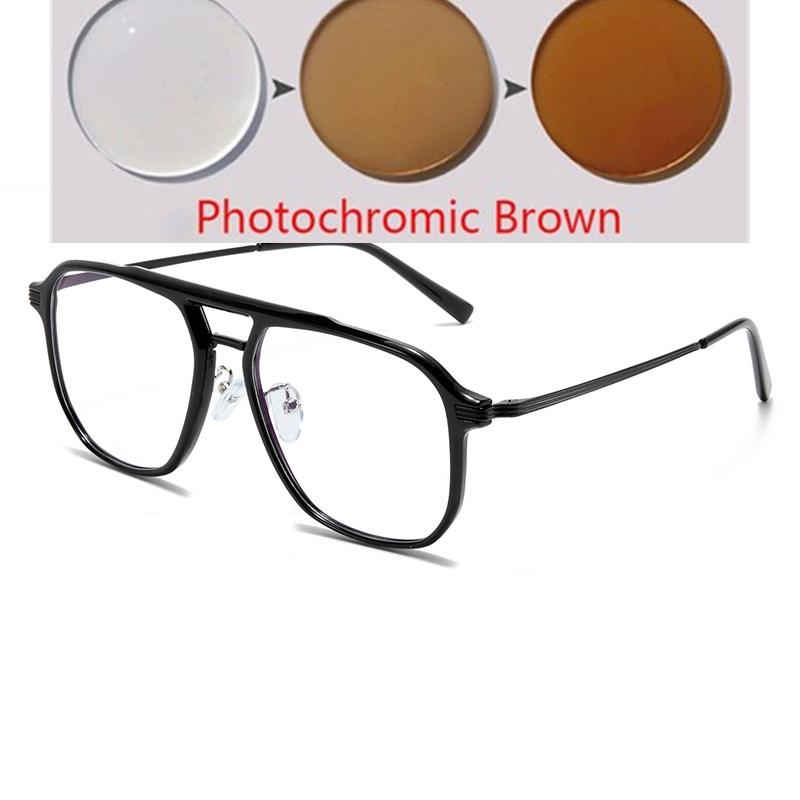 Double Beam Blue Light Blocking Nearsighted Glasses TR90 Square Prescription With Cylinder -0 5 To -6 For Women Men