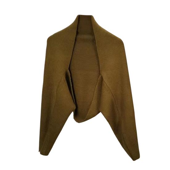 Women Knitted Cardigan Shawl Loose Bat Sleeves Solid Color Knitting Coat Short Style Shawl Coat Autumn Winter Wear