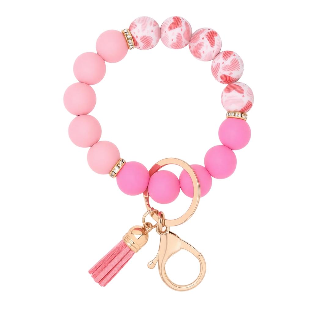 Silicone Keychain Bracelet - Flower Shaped Wristlet Key Holder for Keys, Bag, Purse