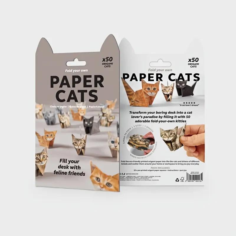 DIY 50pcs Foldable Paper Cats for Stacking | Desktop Desk Decor, Fun Gift for Cat Lovers, Office Party & Christmas
