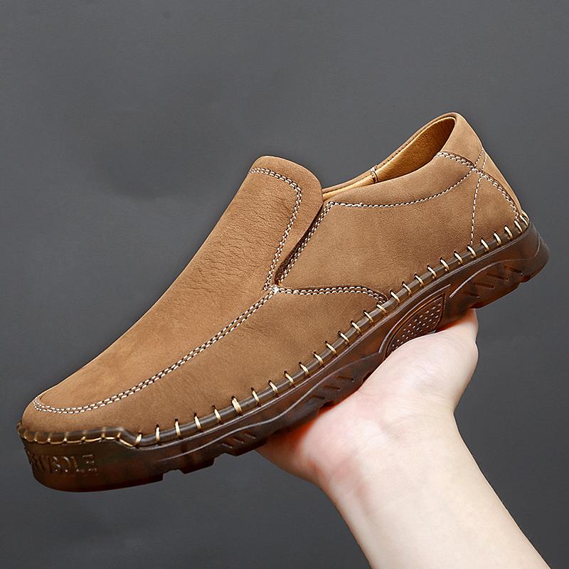 

Модные мокасины большого размера 47 из спилковой кожи, повседневные мужские туфли, брендовые лоферы, мужские мокасины, дышащие туфли на плоской подошве, летняя мужская обувь 47 бежевый