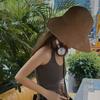 Solid Color Wide Brim Straw Hat Breathable UV Protection Cap Comfortable To Wear Beach Hat  Summer
