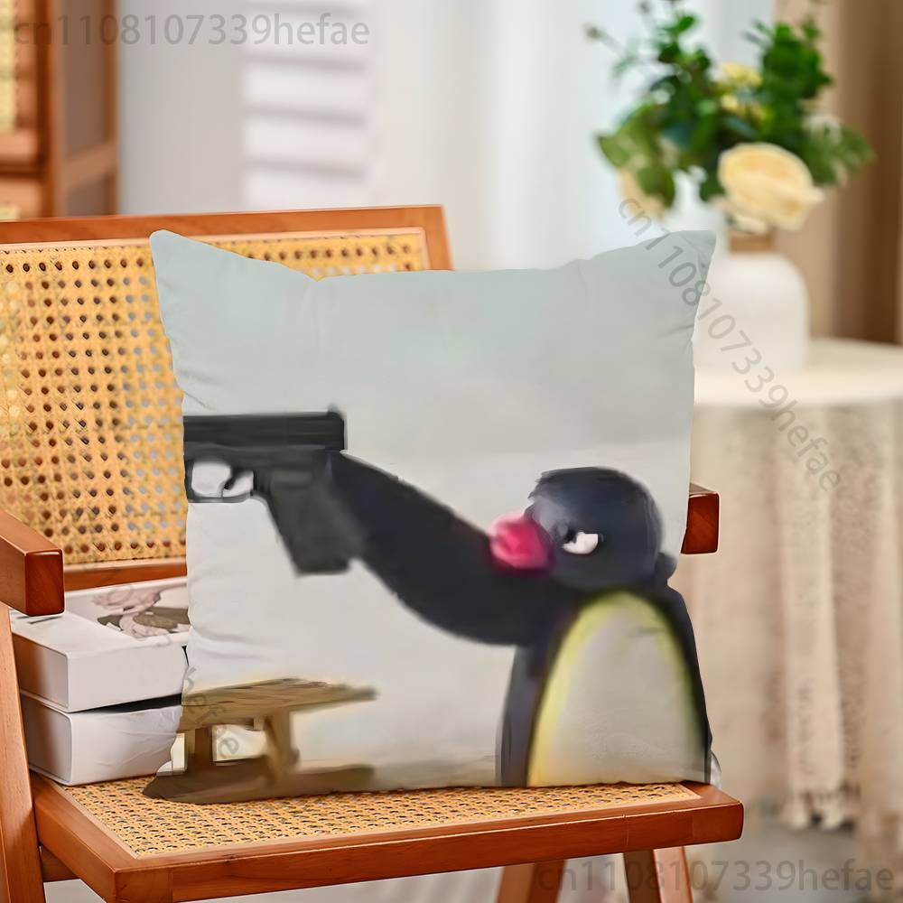 Cute PPingu Penguin Throw Pillow Case For Decoration 30cm 50cm 55cm Square Home Pillowcase Case