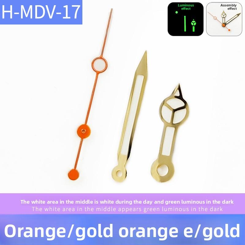 Gold pointer For Casio Marlin MDV-106 watch Green Luminous Watch Movement hour Modified MDV106 watch dial minute second hands