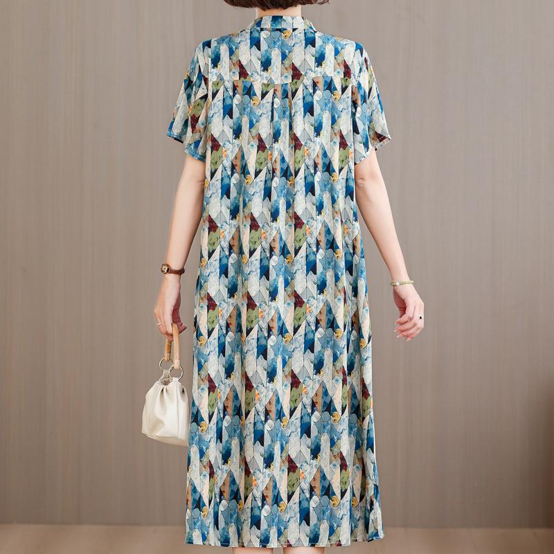 Plus Size Summer Long Dresses for Women Clothes Elegant Short Sleeve Loose V-Neck Women's Summer Dress