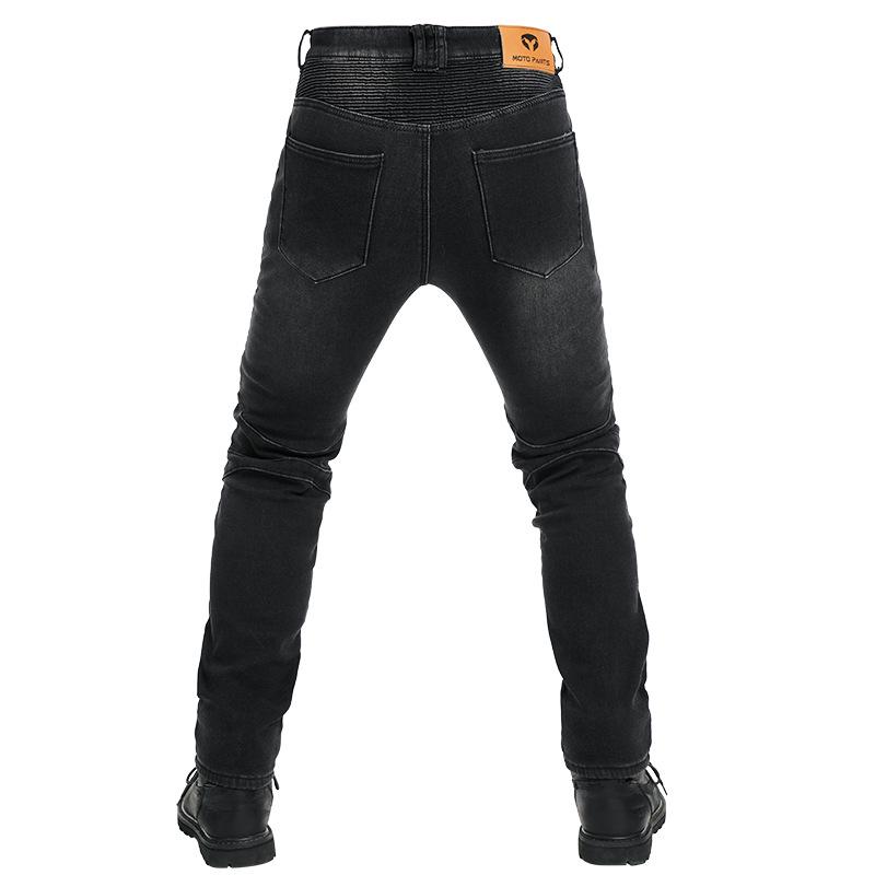 Unisex Fleece-Lined High Waist Motorcycle Riding Jeans with Protectors - Windproof, Warm, Fall-Proof.