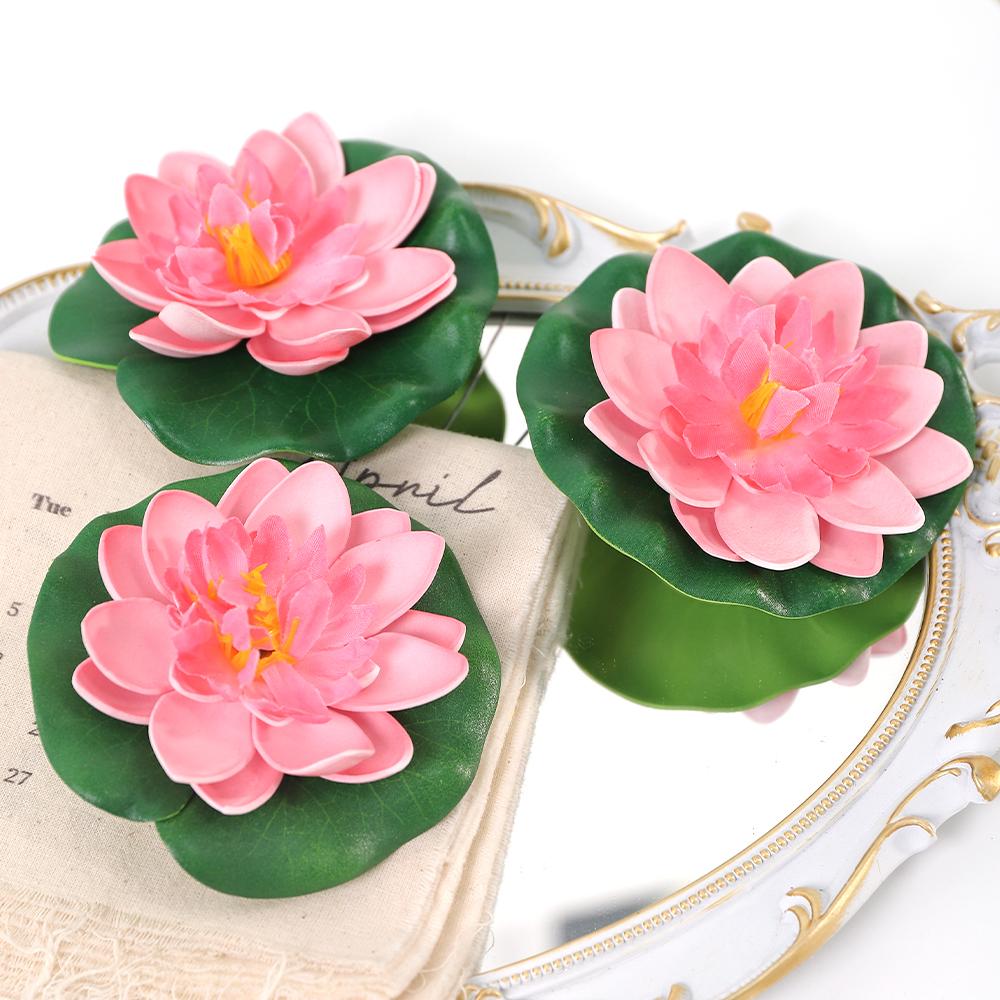 1/5/12Pcs Lotus Artificial Flowers Head Foam Fake Flower for Home Decor Garden Wedding Decoration Outdoor Swimming Pool Ornament