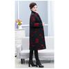 Chinese Style Embroidered Cotton Coat for Middle Aged Women Thickened Warm Long Jacket with Frog Buttons