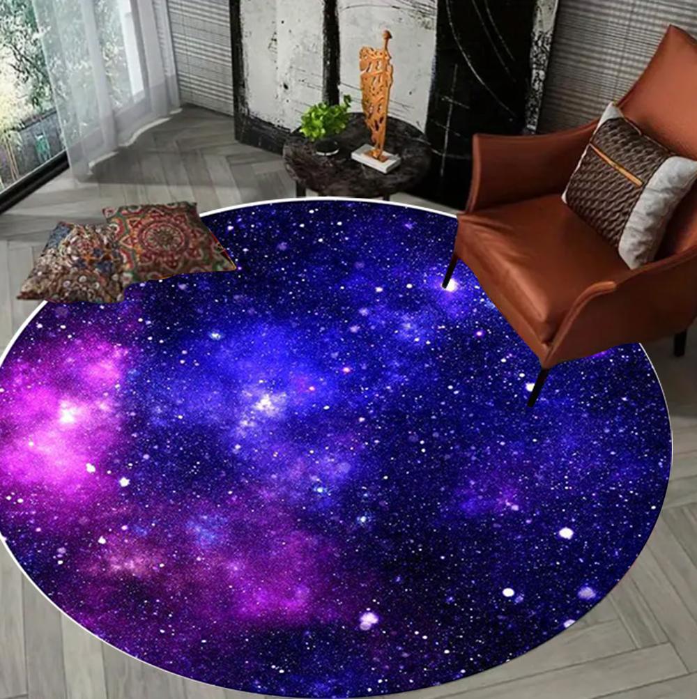 Creativity Round Carpets Nebula Pattern Bedroom Rug Living Room Floor Mat for Meditation Reading Chair Mat Home Decor Yoga Mat