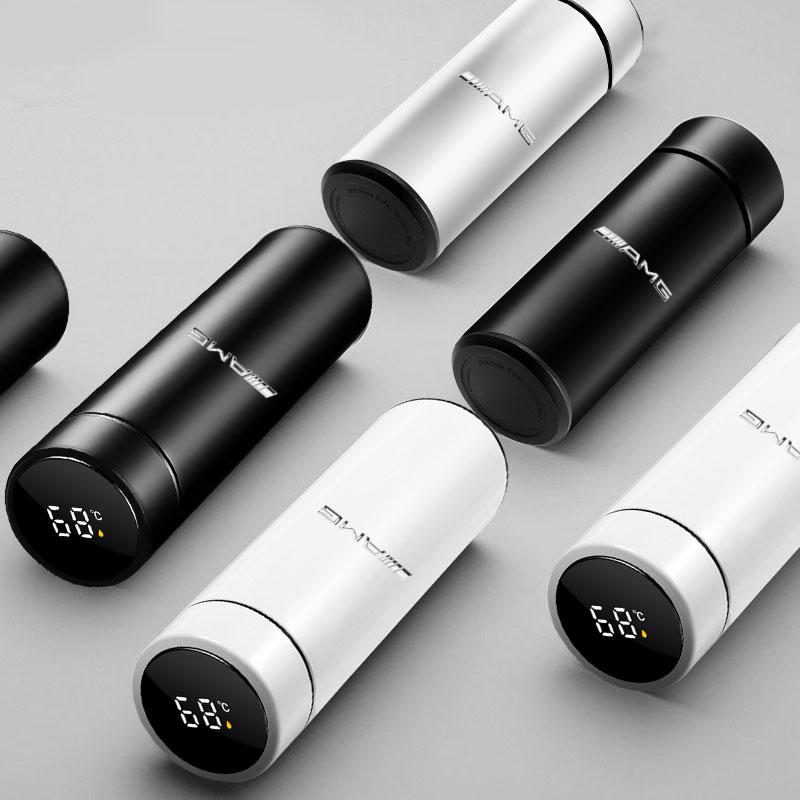 Chytrá termoska do auta s displejem teploty, hrnek na kávu pro Mercedes Benz AMG W204 W205 W212 W213 W222 x153 W176 W177, přívěsek na klíče, příslušenství