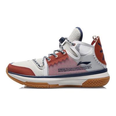 Li Ning Wowls Cushioning Rebound Mid Top Basketball Shoes Men's White Umber ABBQ007-1