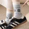 Snowflake Socks Retro Wind Velvet Thickened Warm Terry Socks Winter Towel Bottom Sleep Socks Socks