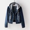 Women's Trendy Denim Short Jacket, Hooded, Long-Sleeved, Slim Fit - Japanese and Korean Style for Spring and Autumn 2025.