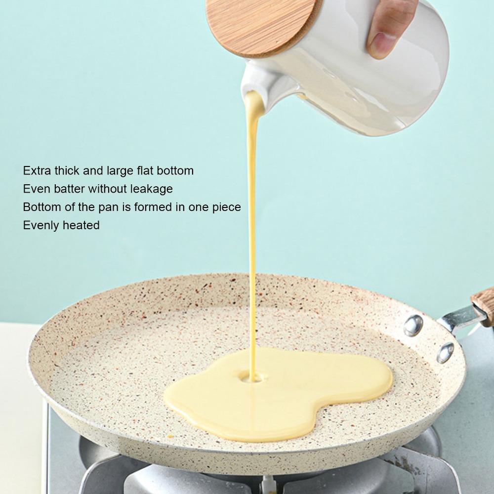 Non Stick Frying Pan Beige Flat Bottomed Cooking Pot Practical Flat Bottomed Pan Kitchen Cooking