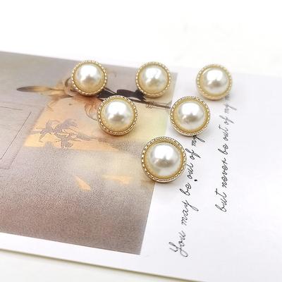 10pcs 12.5/15/18/21 Mm Pearl Golden Plastic Flatback Button Decoration DIY Craft Scrapbook Accessories