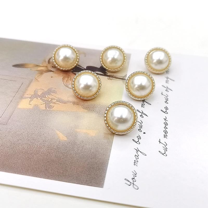 10pcs 12.5/15/18/21 Mm Pearl Golden Plastic Flatback Button Decoration DIY Craft Scrapbook Accessories