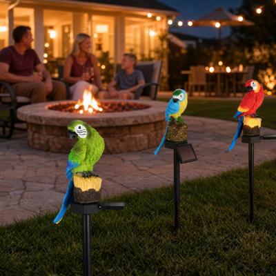 Solar Parrot Garden Light, Outdoor Resin LED Lawn Lamp, Cute Animal Yard Decor for Pathway Patio, Waterproof Landscape Night Light