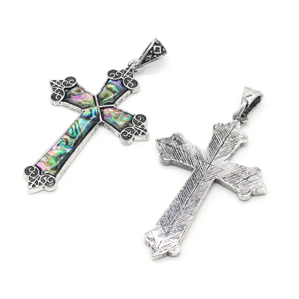 1Pc Natural White Shell Abalone Shell Pendant Cross Charms for Jewelry Making DIY Necklace Accessories 42x65 Mm