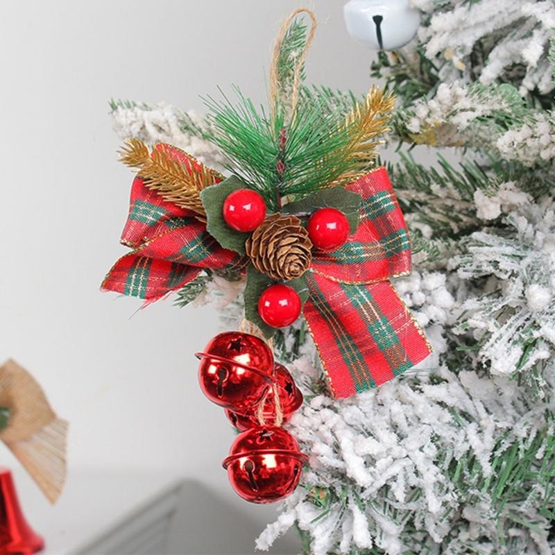 Christmas Bowknot with Bells for Christmas Tree Hanging Ornament Christmas Decoration Pendant Baubles Wedding Party Gift