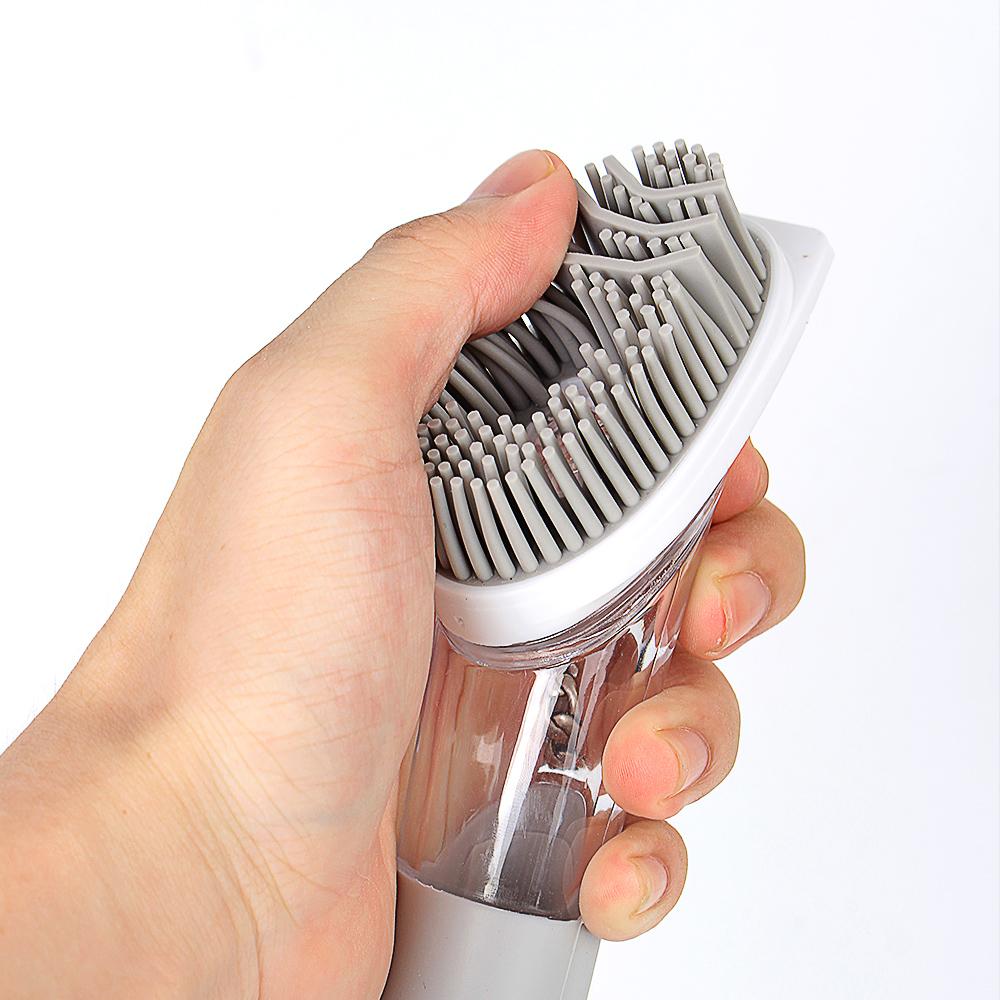 Perie cu burete detașabil Instrumente de curățare Perie de curățare pentru bucătărie Distribuitor automat de lichide 3 în 1 cu mâner lung Perie de spălat vase Gadget-uri de bucătărie