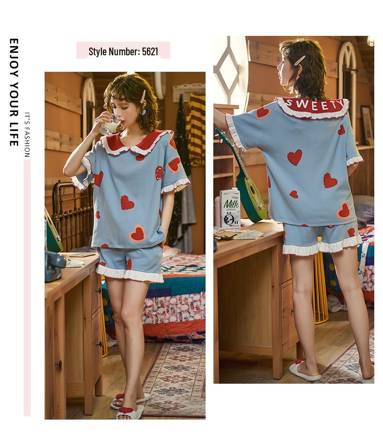Women's Pure Cotton Short-Sleeve Pajama Set - Home Style, Clearance Event, Lightweight Design