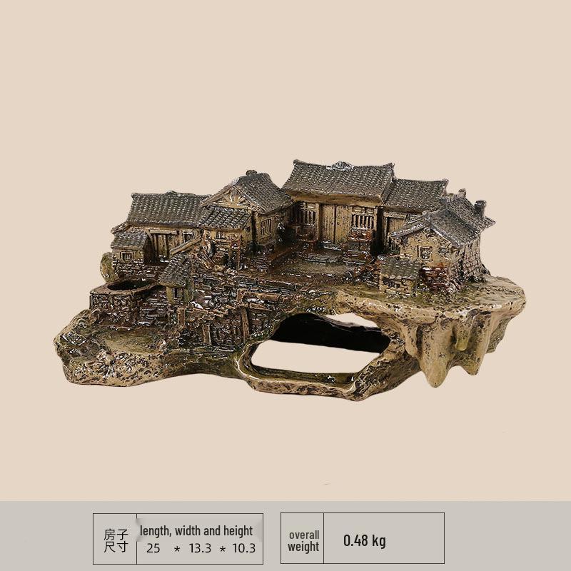 Retro Farmhouse Courtyard Miniature: Nostalgic Desktop Bonsai Decor for Living Room
