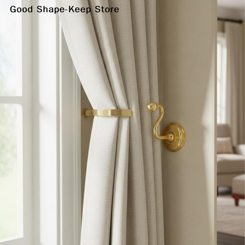 2PCS Zinc Alloy Curtain Holdbacks Metal Wall Tie Back Hooks Durable Hanger Holder for Window Living Room Bedroom Easy Install