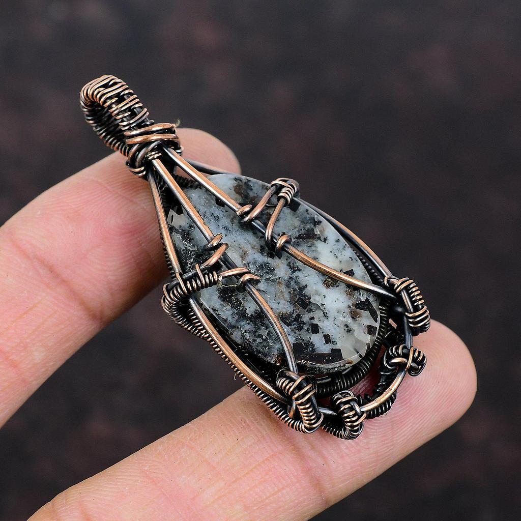 Astrophyllite Pendant Copper Wire Wrapped Pendant Astrophyllite Gemstone Jewelry Handmade Boho Pendant Copper Wire Wrap Jewelry Gift For Him