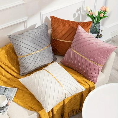 1 Stück, Goldener Samt Geprägter Quadratischer Kissenbezug - Weiches und Luxuriöses Kissen zur Dekoration für Zuhause, Schlafzimmer, Auto und Wohnzimmer 18*18in