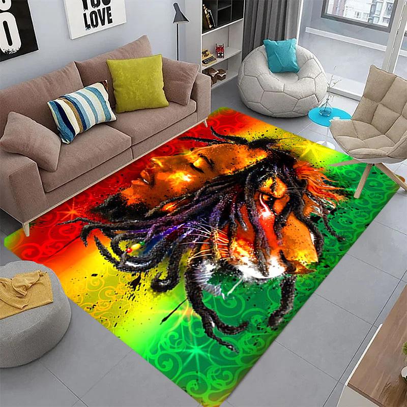 Vibrant Bob Marley Art Print carpet Suitable for all seasons Living room and bedroom mats Room Dormitory decoration Bathroom mat