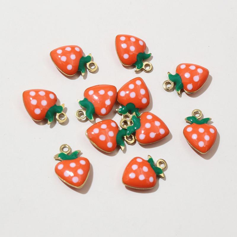 20pcsStainless Steel Enamel Strawberry Charms Pendant 11x8mm Fruit for Earrings Necklace Bracelet DIY Jewelry Accessories