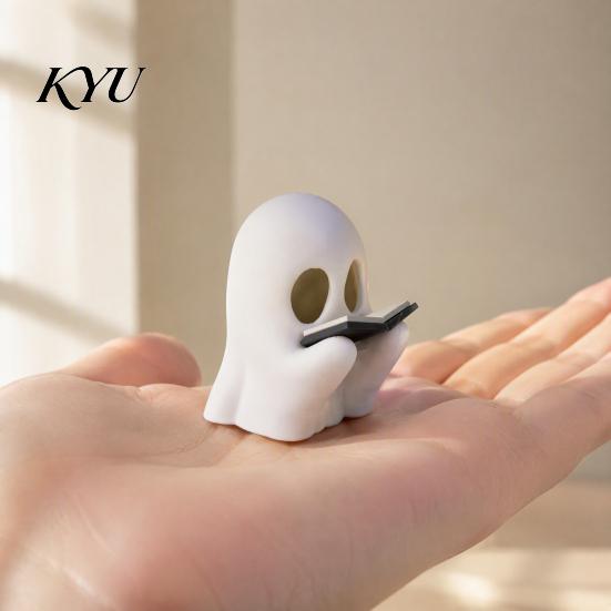 Spooky Ghost Figurine for Bookshelf Halloween Cute Reading Desk And Bookshelf, Statue, Decor Entrance Mini Ornament with Book Home Study & Office