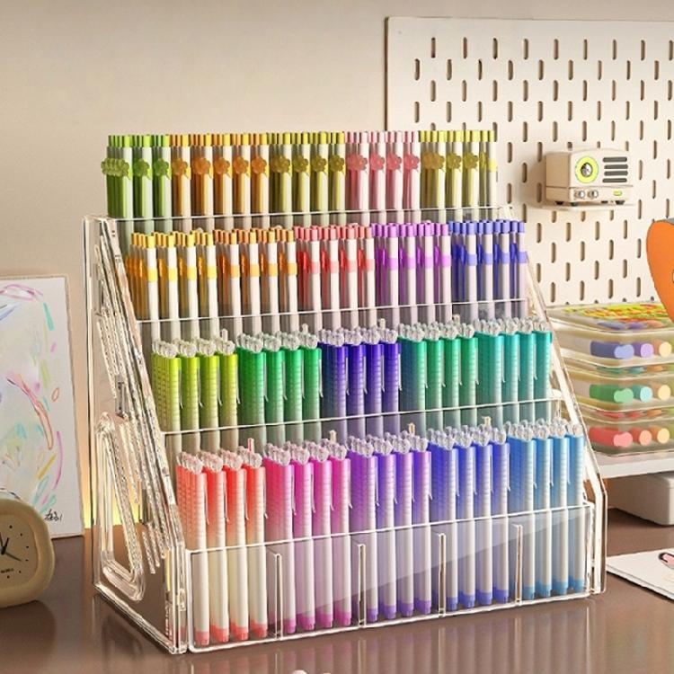 Organizador de Marcadores de Arte para Escritorio Múltiples Compartimentos Gran Capacidad Estante de Acrílico para Almacenamiento de Bolígrafos para Marcadores Fluorescentes Lápices