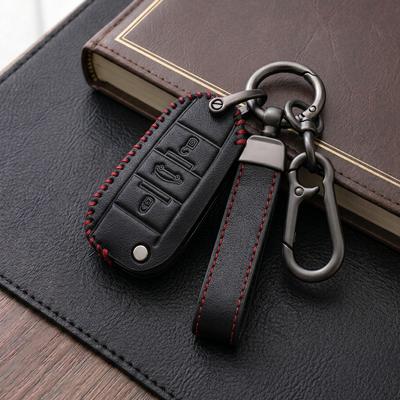 Ægte Læder Bilnøgle Fob Dæksel Til Peugeot 208 301 307 308 407 408 508 607 RCZ 2008 3008 4008 5008 Fjernbetjent Nøgle Beskyttelsesetui