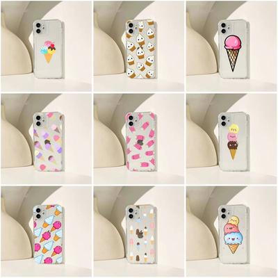 Cute Ice Cream Phone Case For Iphone 11 12 13 14 Pro Max 7 8 Plus X Xr Xs Max Se 2020 Mini Transparent Case