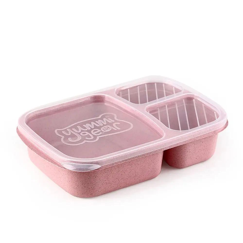 Durable Lunchbox Portable Compartmentalized Lunch Box Wheat Straw Picnic Storage Boxs Food Fruit Container Dinnerware