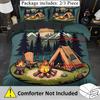 Cartoon Campingzelt Lagerfeuer Muster Bettbezug Retro Stil Bettwäschebezug Kissenbezug Luxus Heimtextilien Weiches Bettdeckenbezug Set