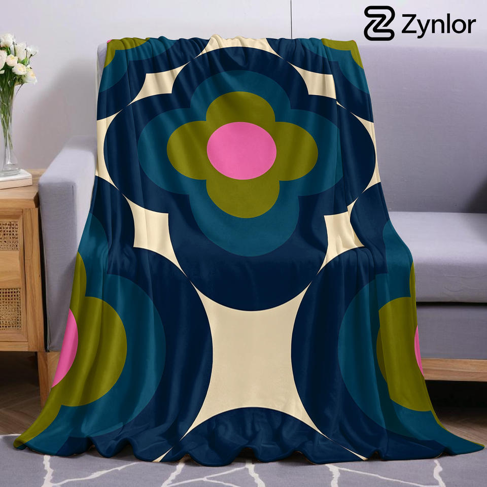 Retro Layered Floral Ultra Soft Sherpa Fleece Blanket Fluffy Warm Halloween Cozy Throw for Sofa Couch Bedroom Gift All Season