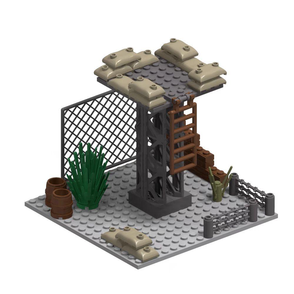 Bricks Toys Model Military Army War DIY Military WW2 Soldiers World 2 Base Observation Tower Assemble Building Blocks Children's