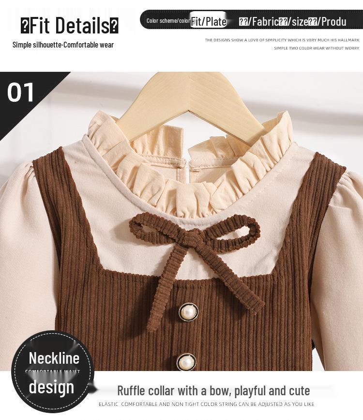 Girls' Autumn Preppy Style Two-Piece Dress - Trendy Children's Fashion