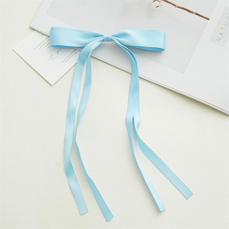 New Elegant Satin Long Tassel Ribbon Clips Women Vintage Simple Bow Hairpins Barrettes Korean Fashion Hair Accessories Gift