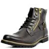Fashion Men Boot Metal Double Zipper Motorcycle Boot Men Leather Casual Ankle Boots Botas Tacticas Hombre Militar Zapatos Para Hombres