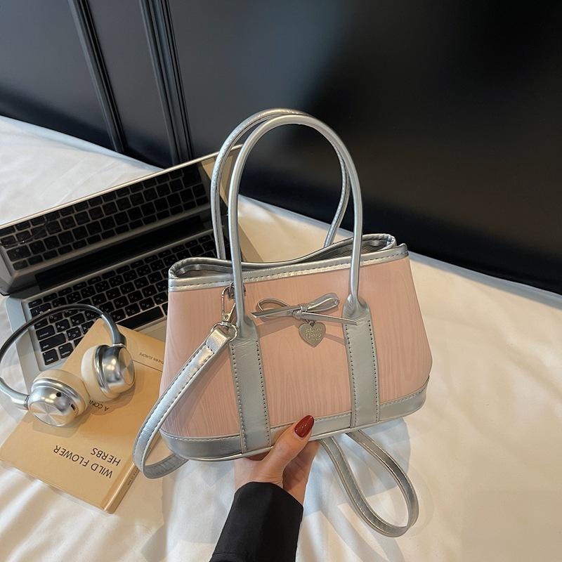 Class commuter tote bag large capacity love summer foreign style 2025 bow new casual shoulder shopping bag
