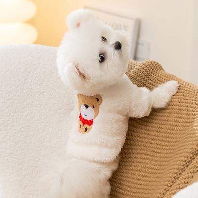 Süße Cartoon Herbst Winter Hund Mode Bär Aufkleber Gestickt Zweibeiner Warm Fleece Katze Teddy Haustier Kleidung