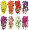 Long Vines Artificial Hanging Flowers Faux Silk Purple Morning Glory UV Resistant Realistic for Garden Balcony Decor Plants