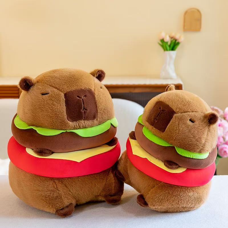 Nieuwe Leuke Hamburger Capibara Pluche Knuffel Simulatie Dier Pop Zacht Kinderspeelgoed Verjaardagscadeau Kawaii Kamerdecoratie