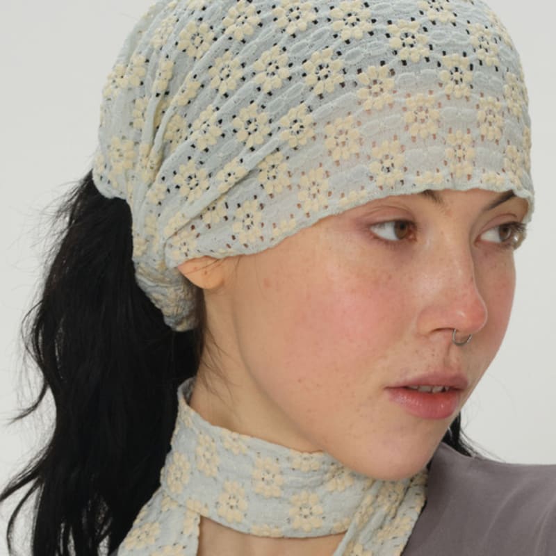 Eireve FLORAL LACE 2-WAY BANDANA HEADBAND (MINT MIX)