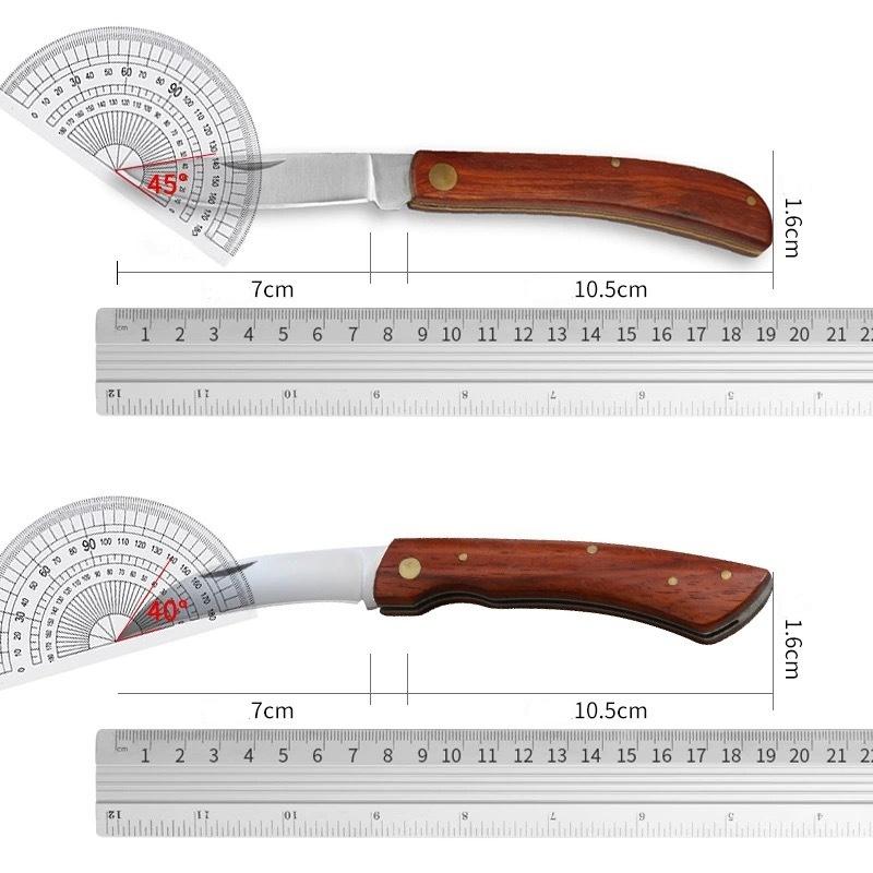 Stainless Steel Fruit Knife Portable Folding Knife with Wooden Handle Household Fruit Folding Peeler Kitchen Tool Mini