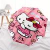 Hello Kitty,Pink Background Automatic Folding Umbrella-Simple 8-Rib Design, Bright Cartoon Pattern, Durable Iron Frame, Suitable For Travel,