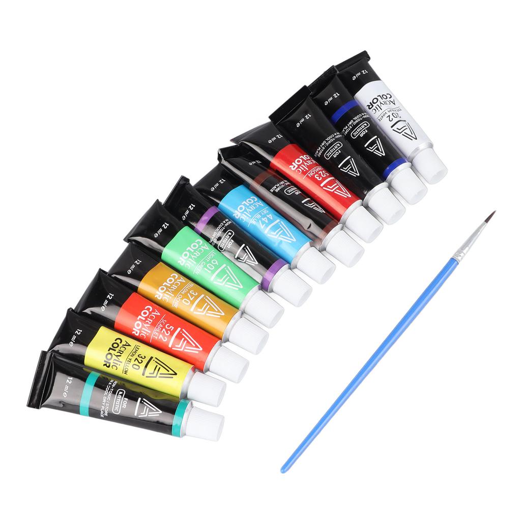 12 Colors Acrylic Paint Set 12ml Each Dry Quickly Prevent Fading Acrylic Paint Tubes for Painting